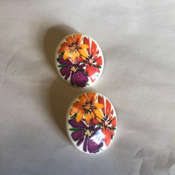 Vintage flower earrings 70s 80s - Picture 2 of 4
